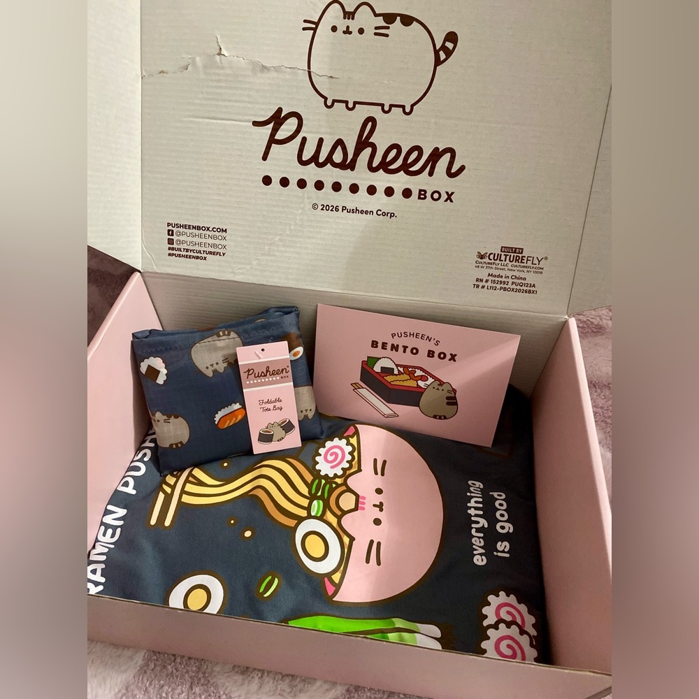Pusheen Box Bento Box Ramen/Sushi xs long sleeve shirt & tote bag - Picture 2 of 11